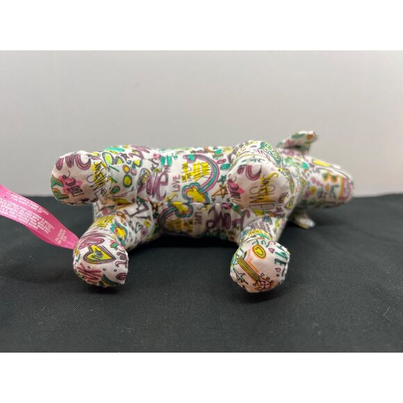 Victorias Secret Pink Stuffed Dog With Graffiti Pattern - Picture 5 of 7